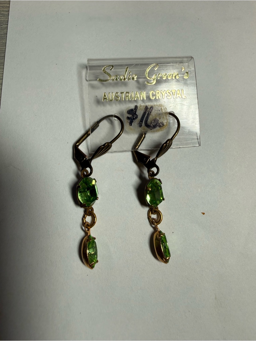 Gold-Tone Peridot Austrian Crystal Drop Earrings